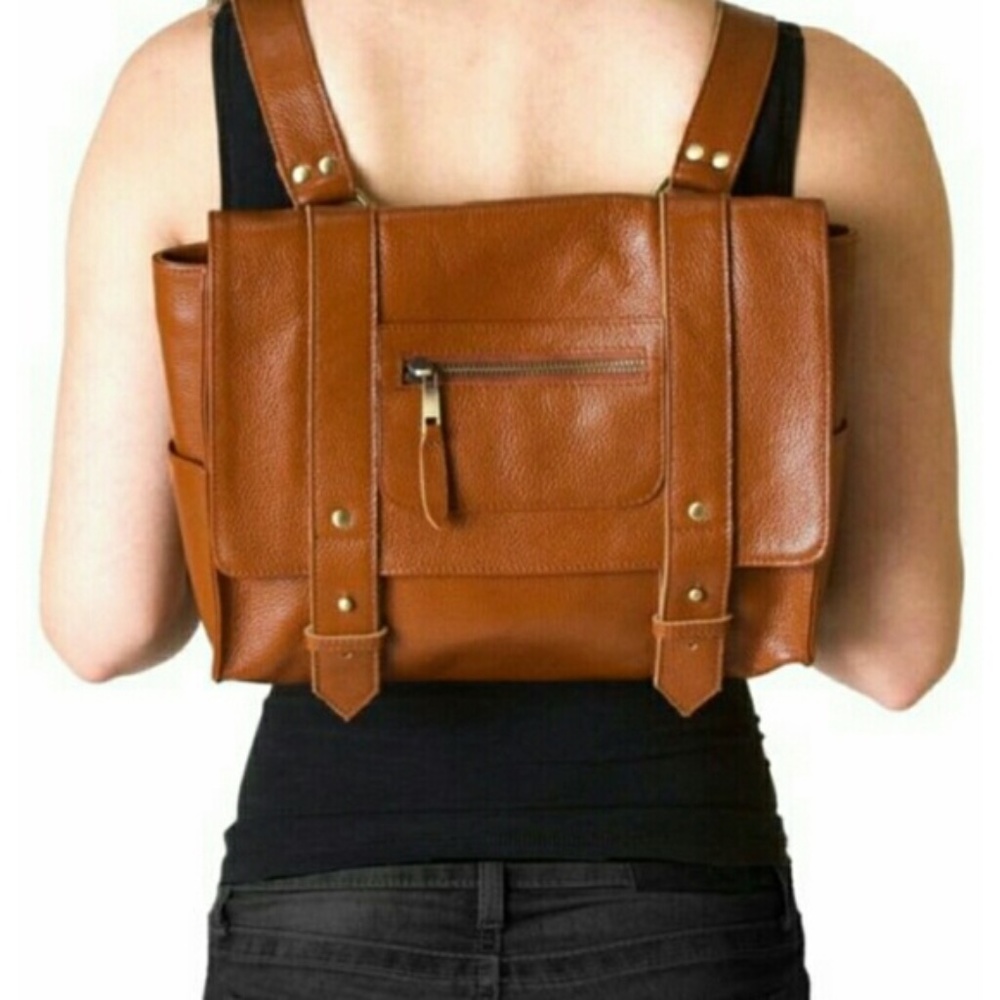 Vere Verto convertible backpack handbag purse leather modern design pre-owned